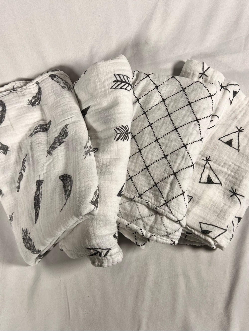 White & Black Patterned Muslin Kids Bottoms - Soft Swaddle Style